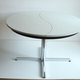 Ying-Yang round orange extendable dining table, 1970s.