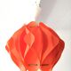 Orange pendant lamp in pleated plastic design 70s