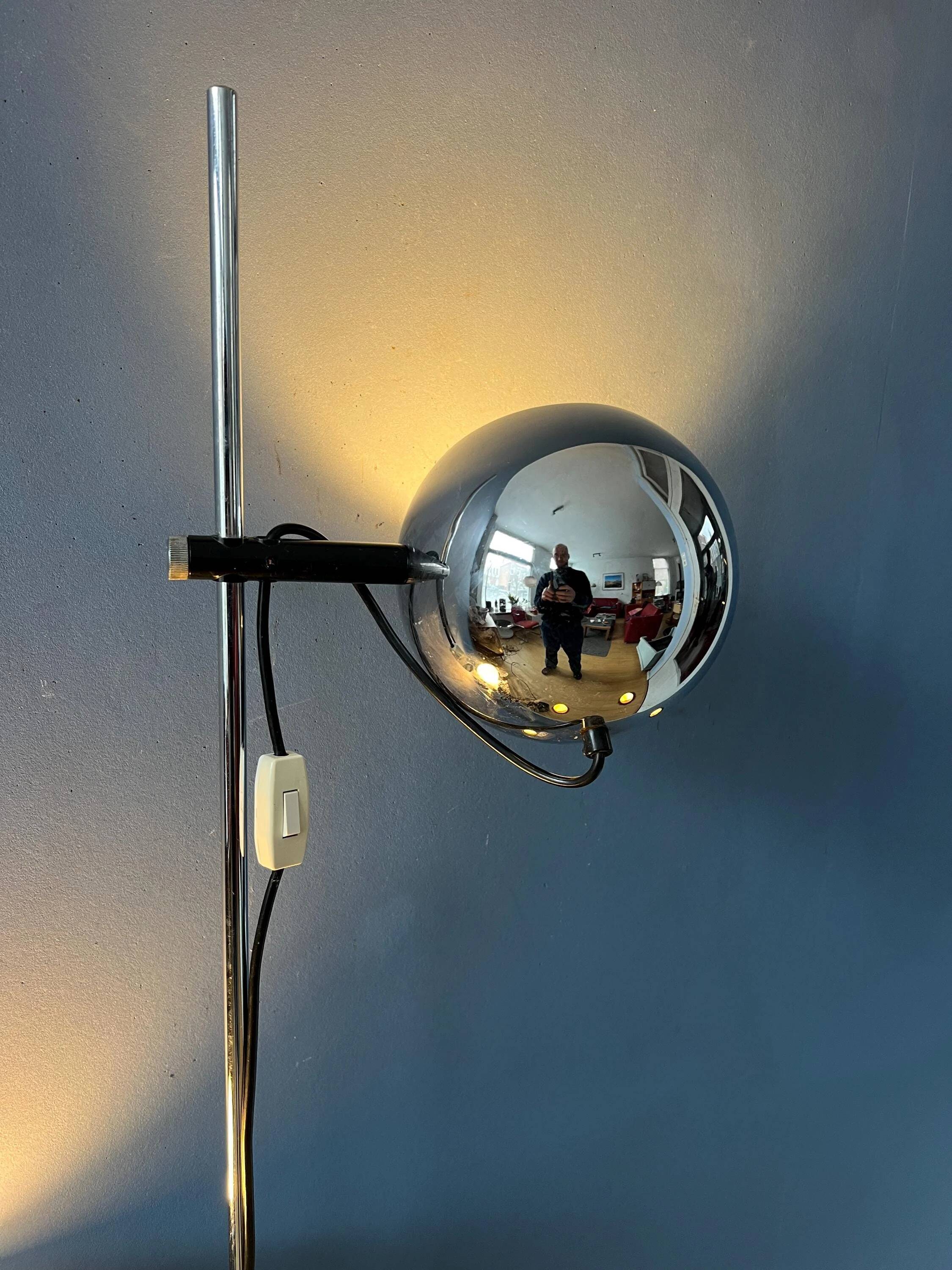 Chrome ball floor lamp Herda Mid-Century 1970s