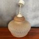 Ancienne Suspension Verre Givré Beige Années 70 Art Déco Vintage