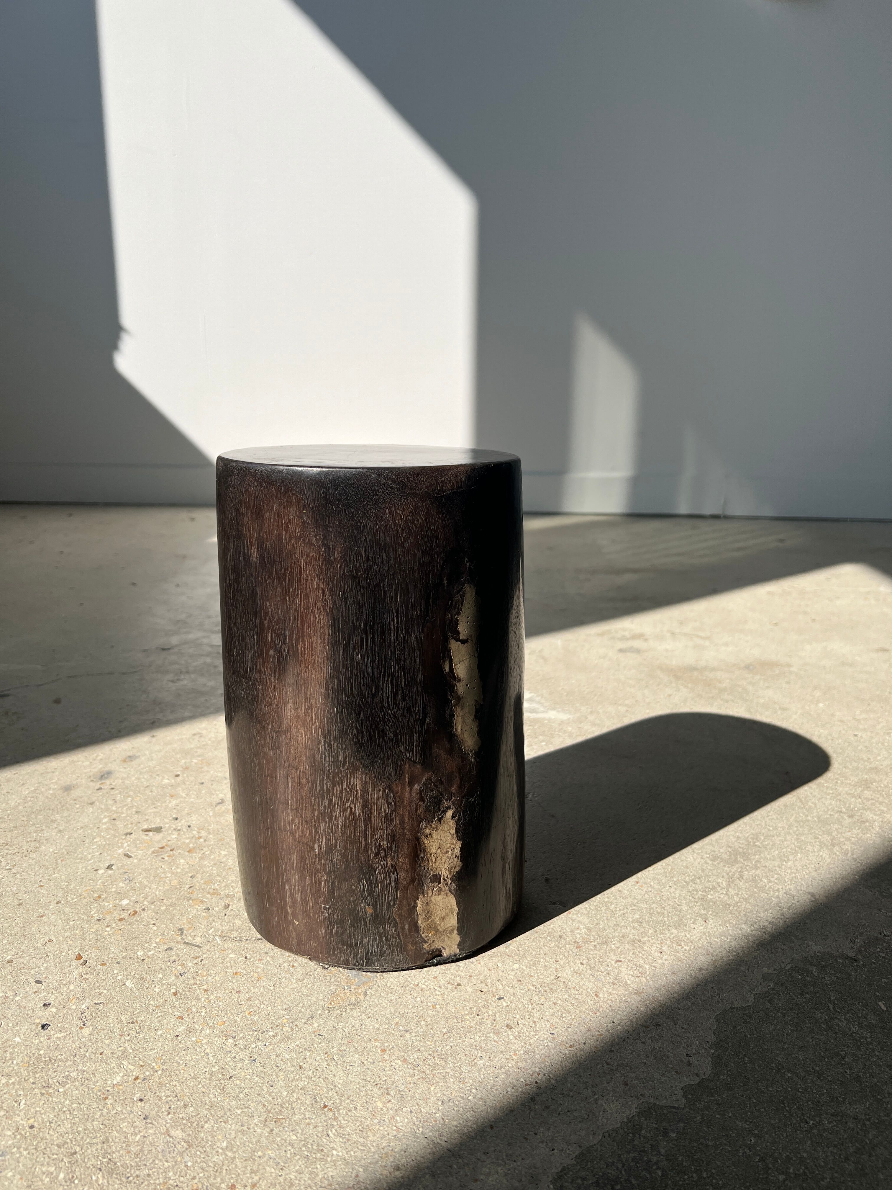 Side table in black petrified wood h:28,5cm d:17cm
