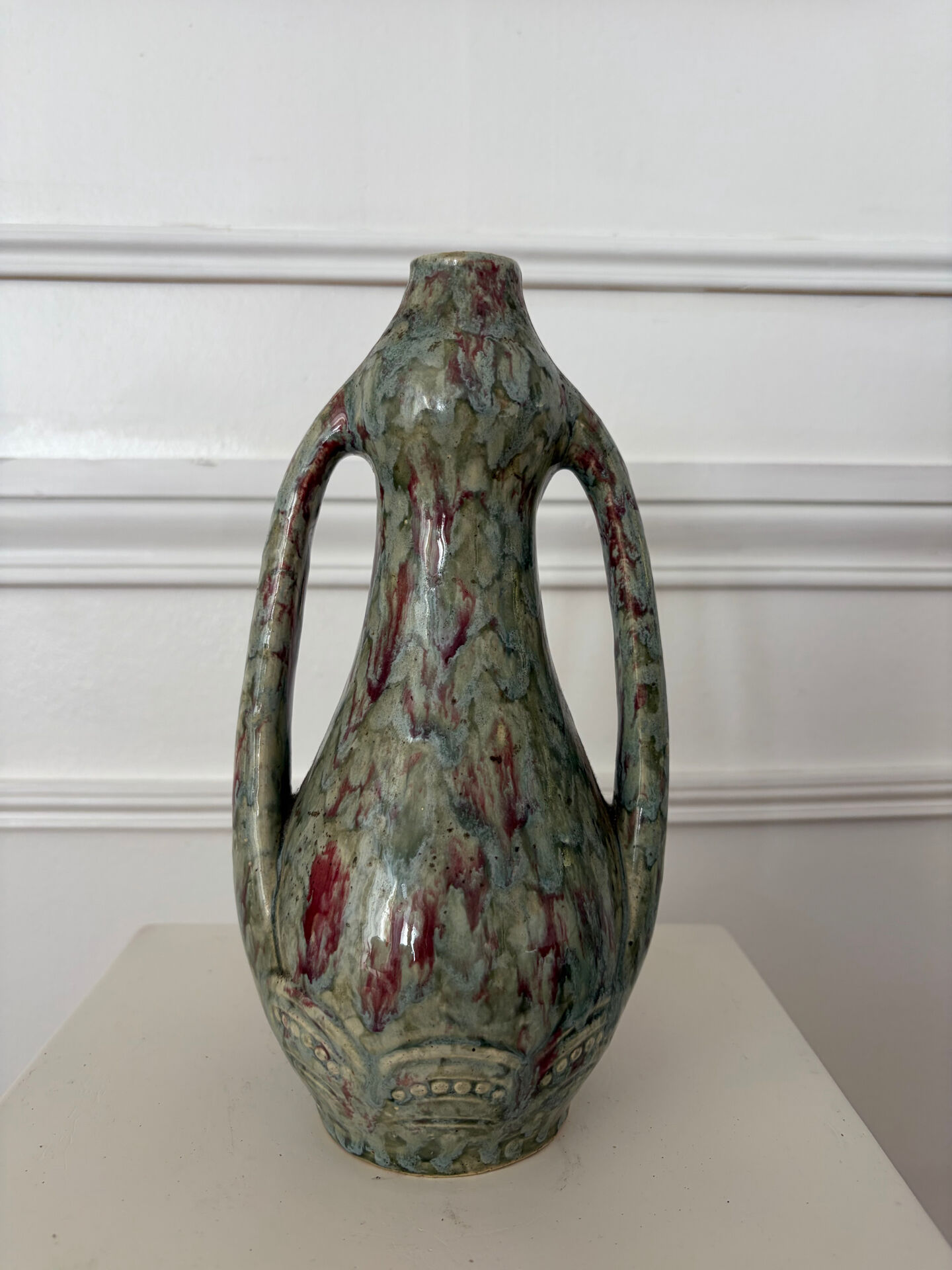 Art Nouveau ceramic vase with handles
