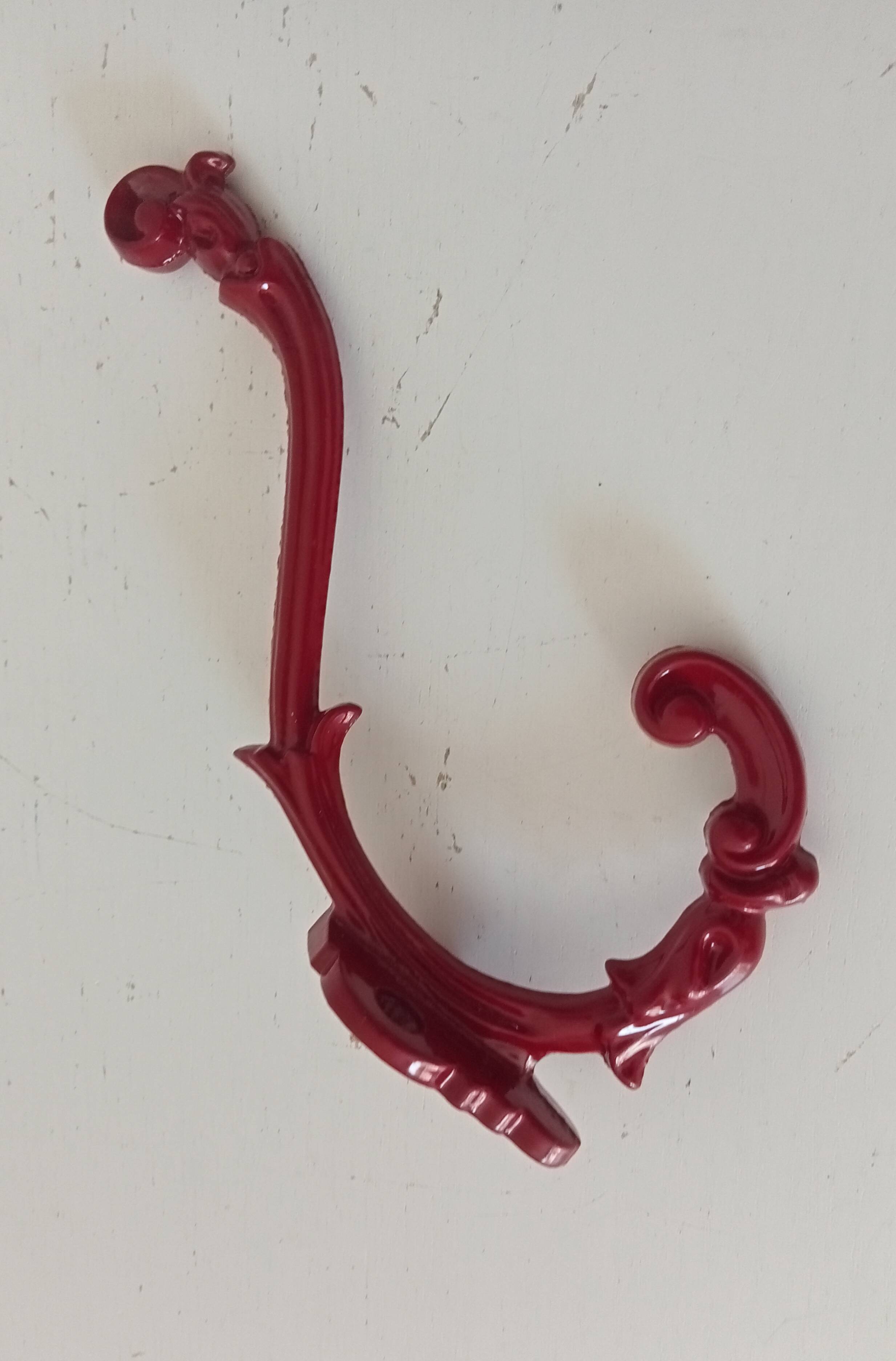 Vintage wall coat hook in enamelled cast iron