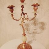 Brass and stone chandelier