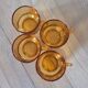 4 amber glass coffee cups