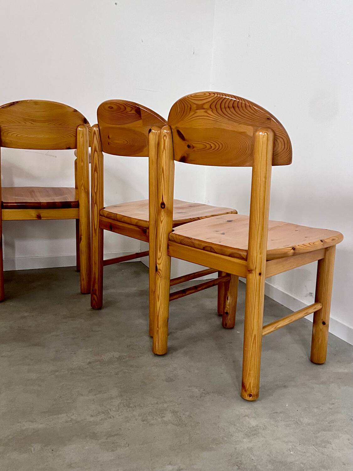 6 old Scandinavian chairs from the 70s solid wood design Reiner Daumiller in solid pine