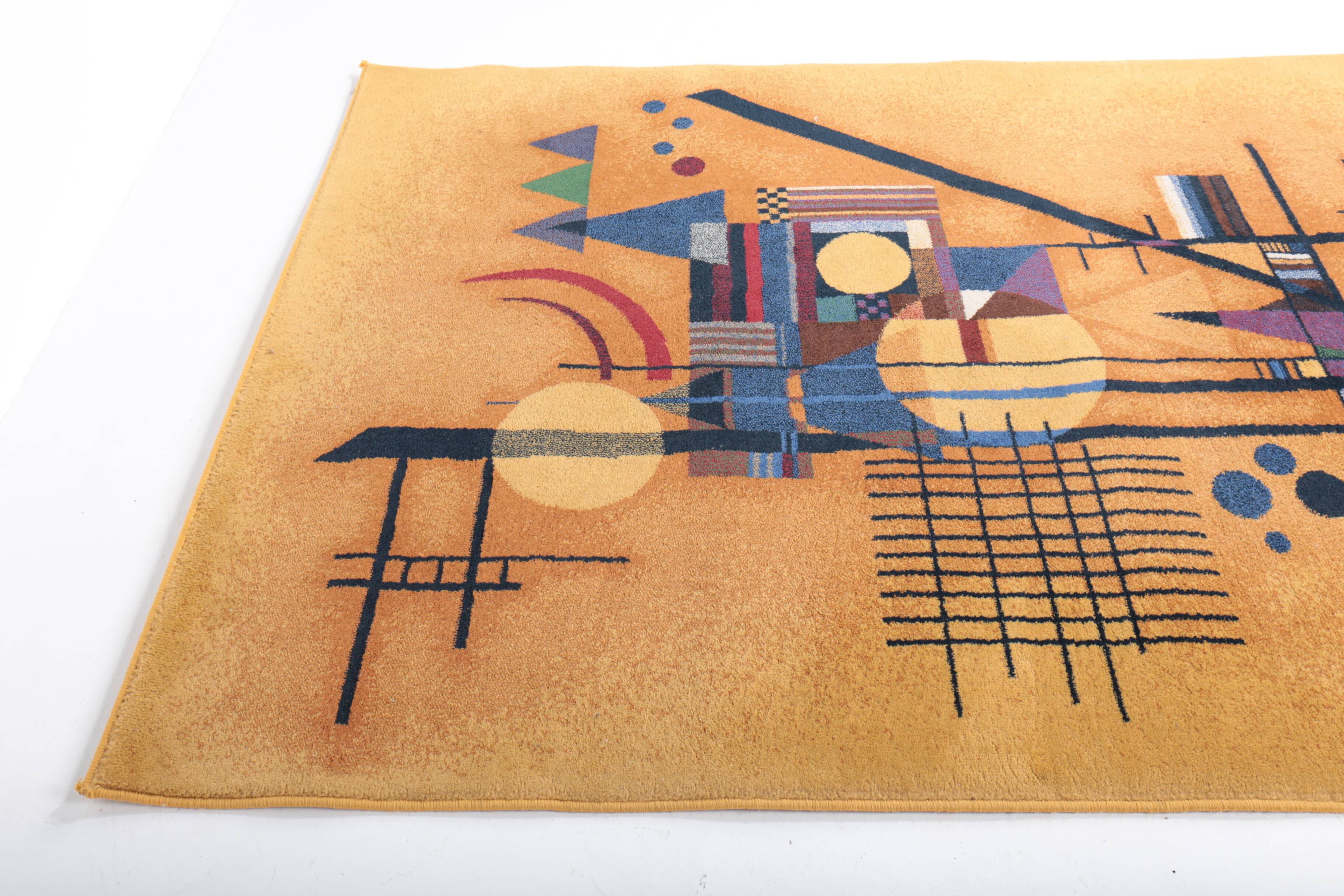 Vintage rug, abstract composition inspired by Kandinsky