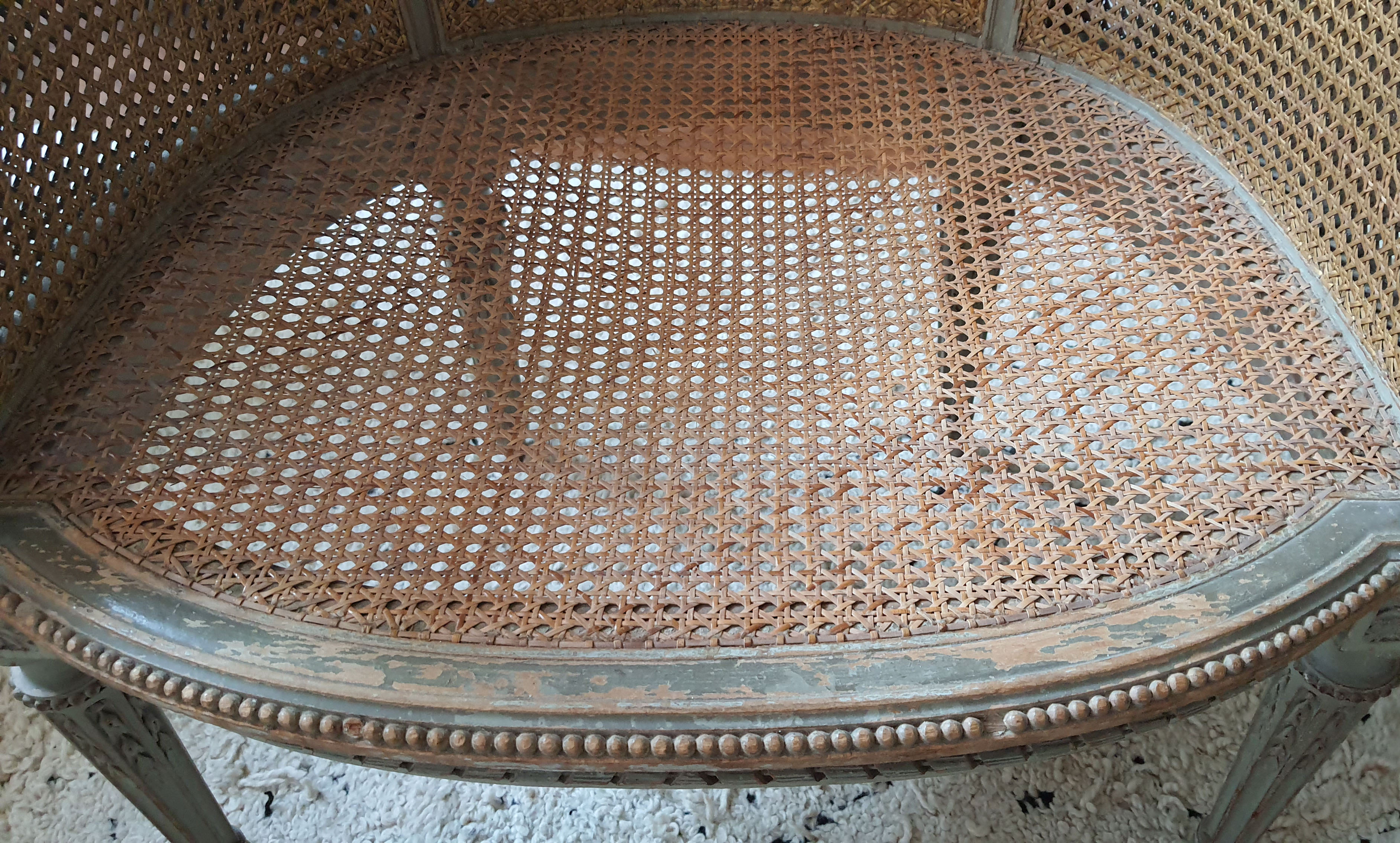 Bergere Louis XVI in wood and double canning