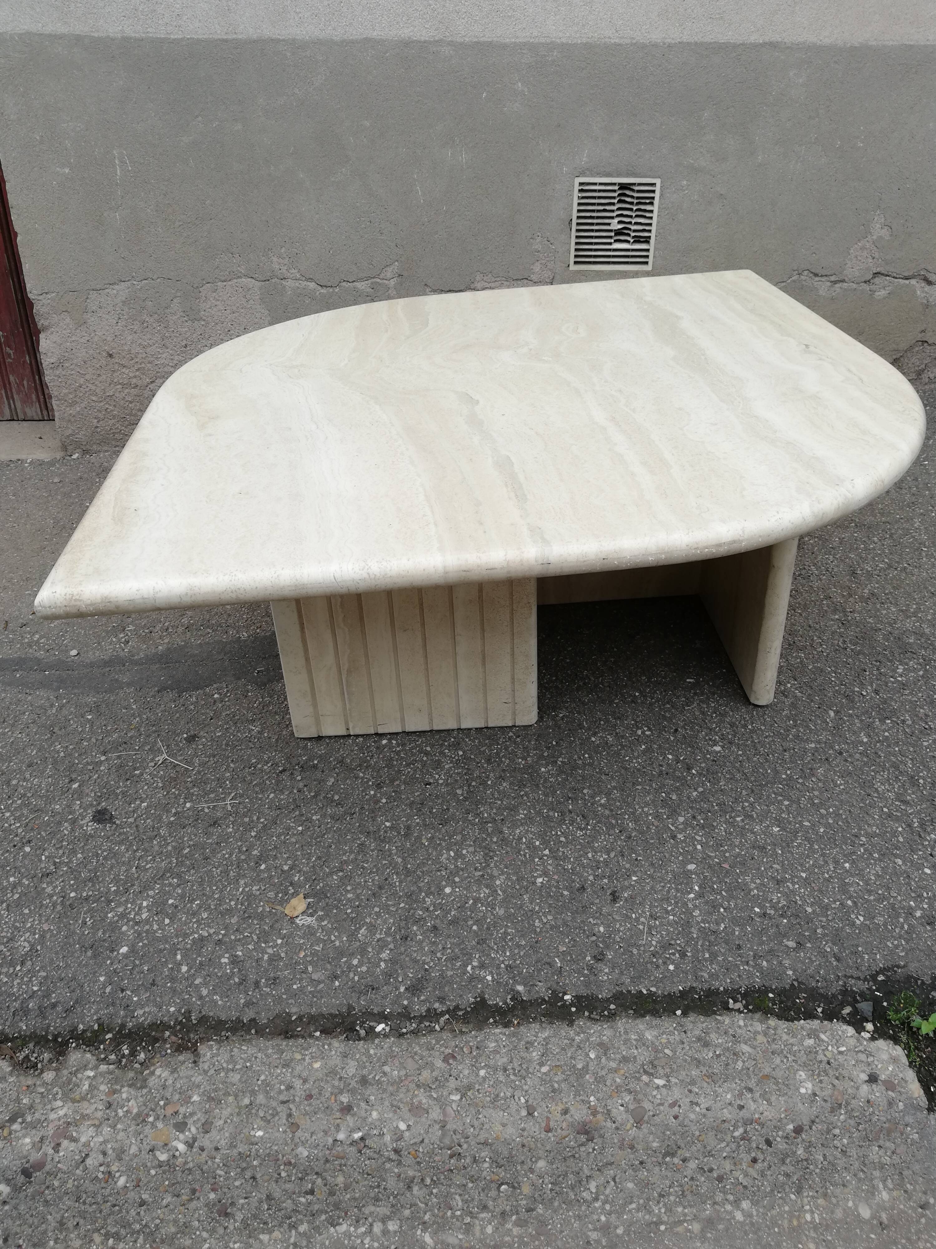 Travertine diamond coffee table