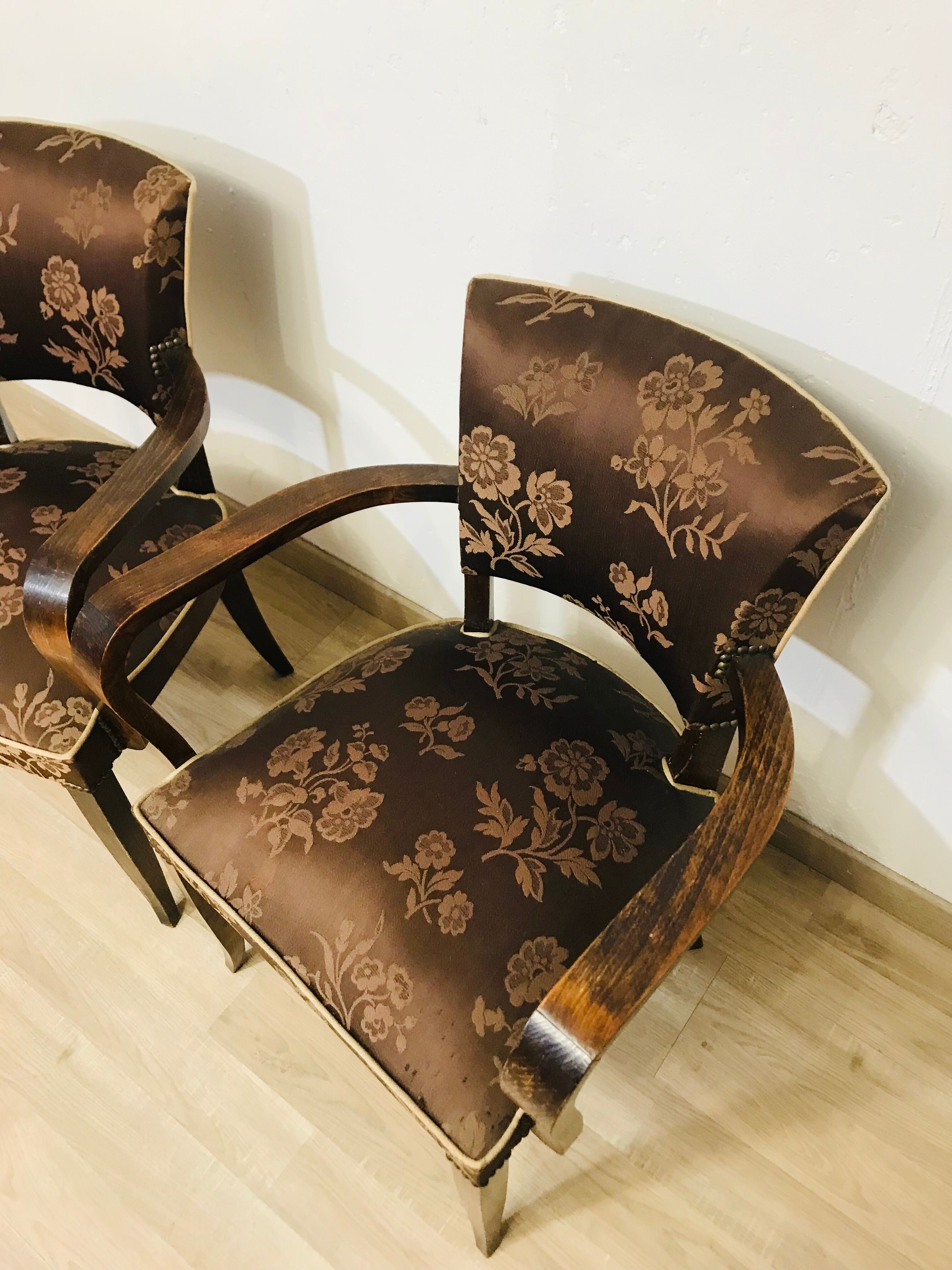 Pair of bridge armchairs