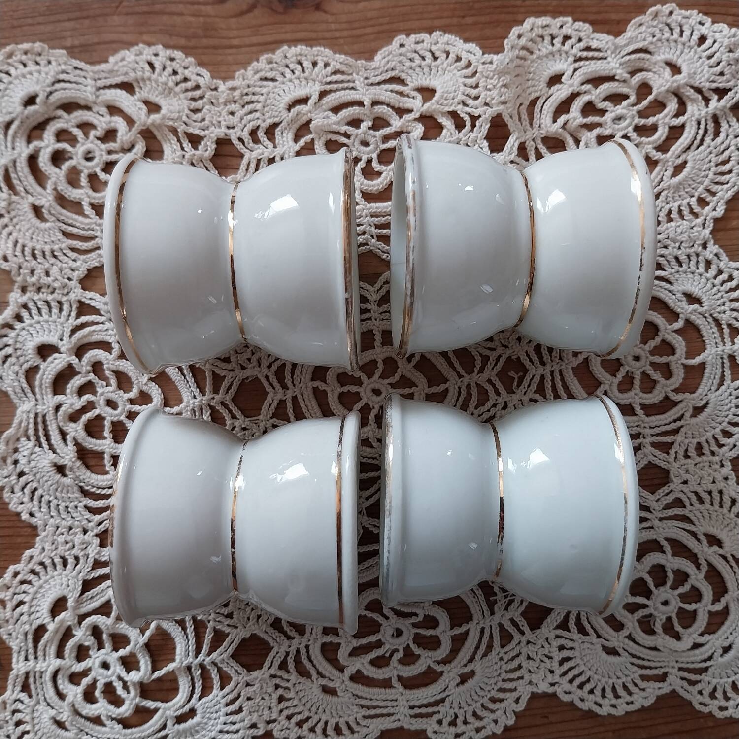 Old white porcelain diabolo egg cups Paris