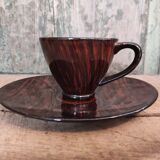 Mid century french set of two cups with their saucers, faïence salins, model bahamas