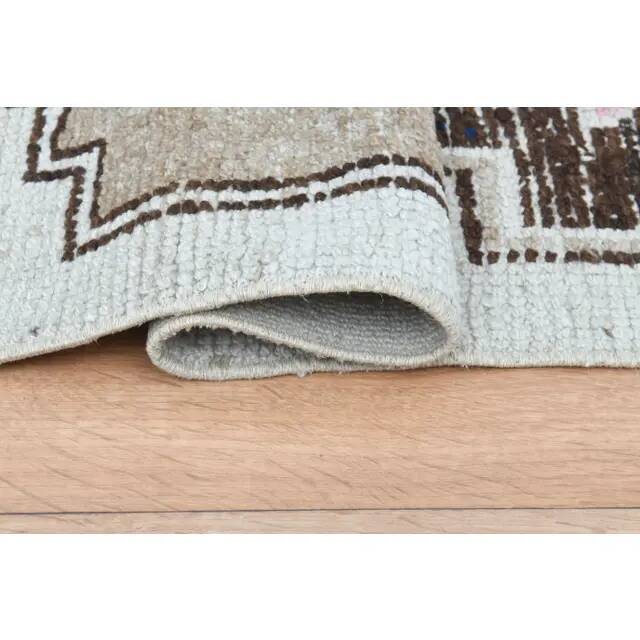 Vintage Turkish Oushak Pink Brown Wool Rug 72x312