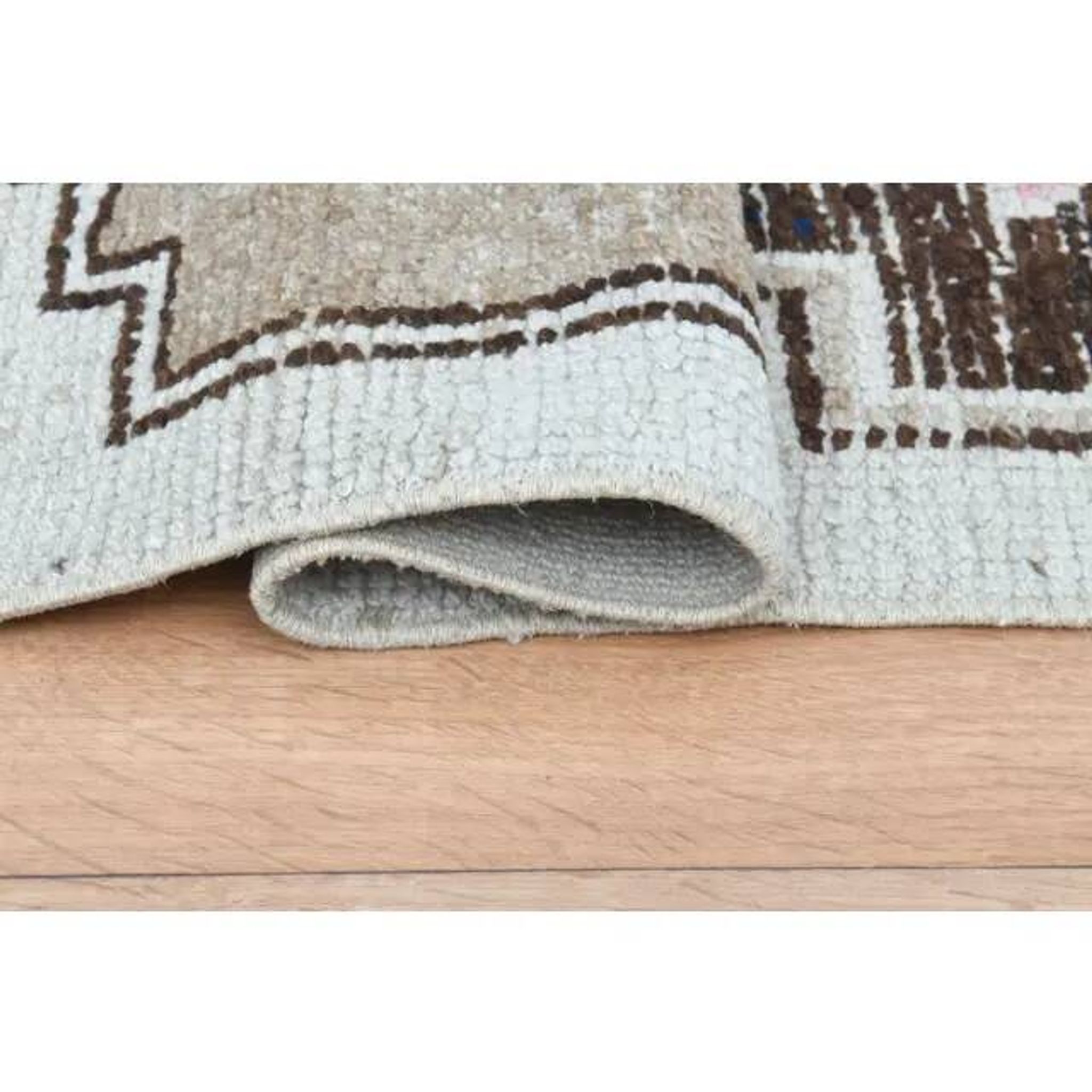 Vintage Turkish Oushak Pink Brown Wool Rug 72x312