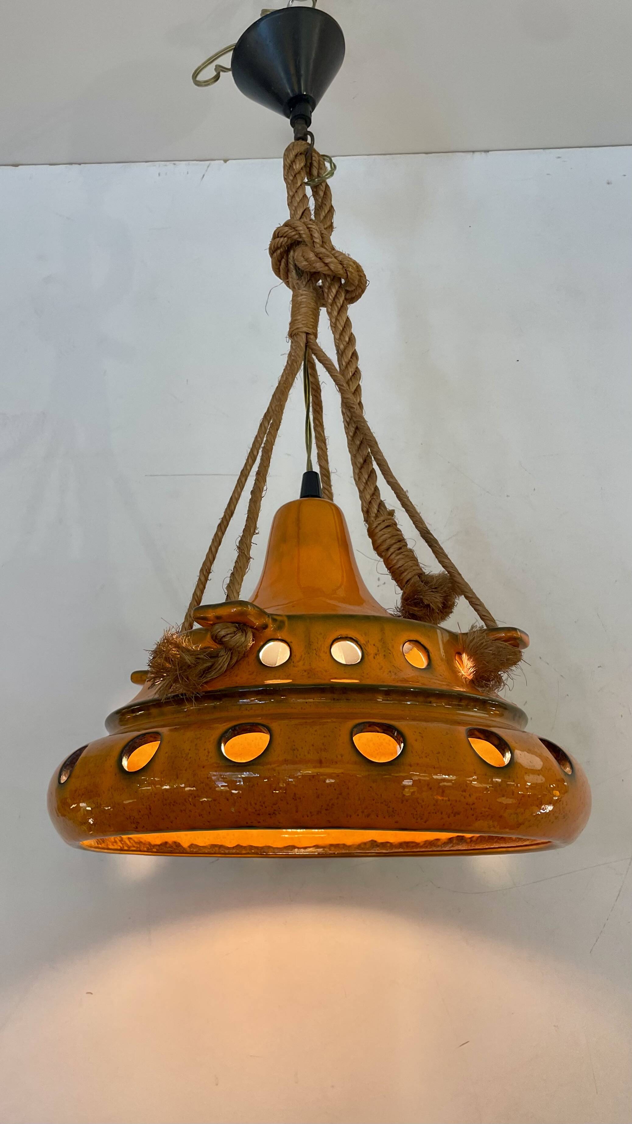 Mid-Century Modern Ceramic Pendant Light, 1970s