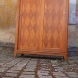 Vintage 1950s oak wardrobe with compass legs