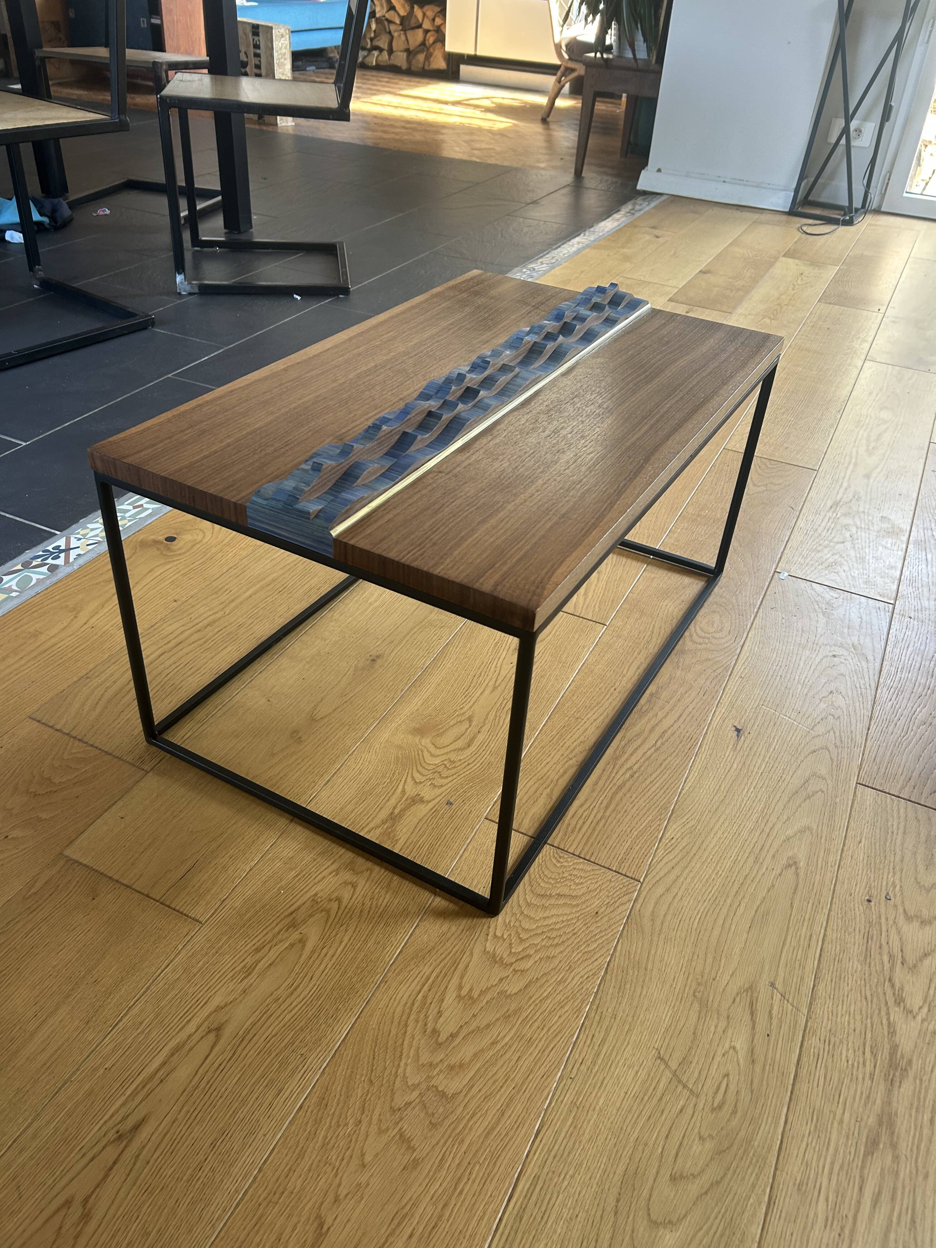 Walnut straw coffee table