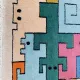 Geometric animal/Tetris rug, vintage