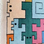Tapis géométrique animaux/Tetris, vintage 