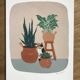 Illustration à la gouache "Le chat et ses plantes"