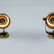 Pair of Vintage Gold-Toned Tube-Style Wall Spotlights With Patina