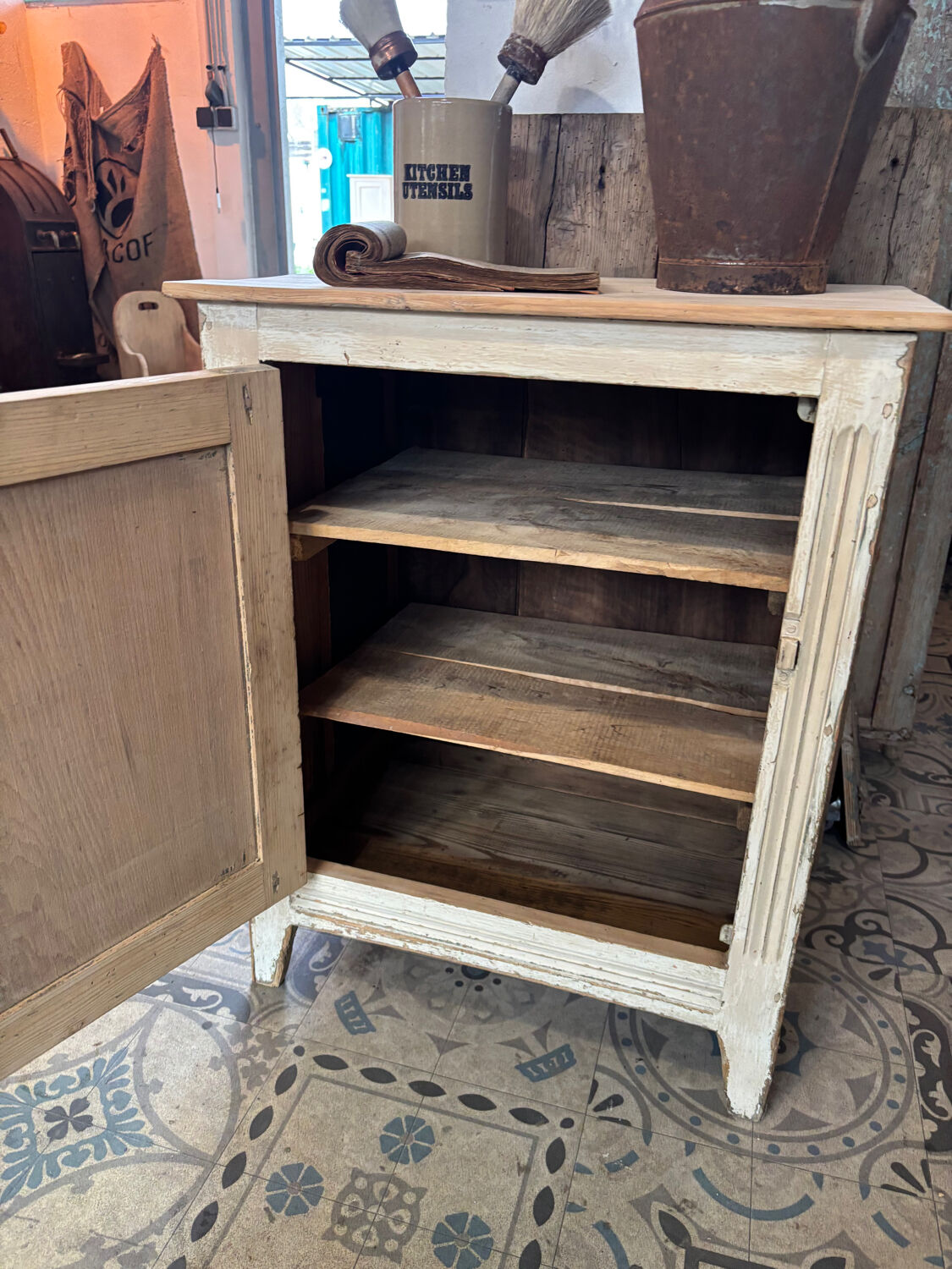 Small patinated jam jar