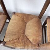 Set of 6 straw and oak Beauche chairs.