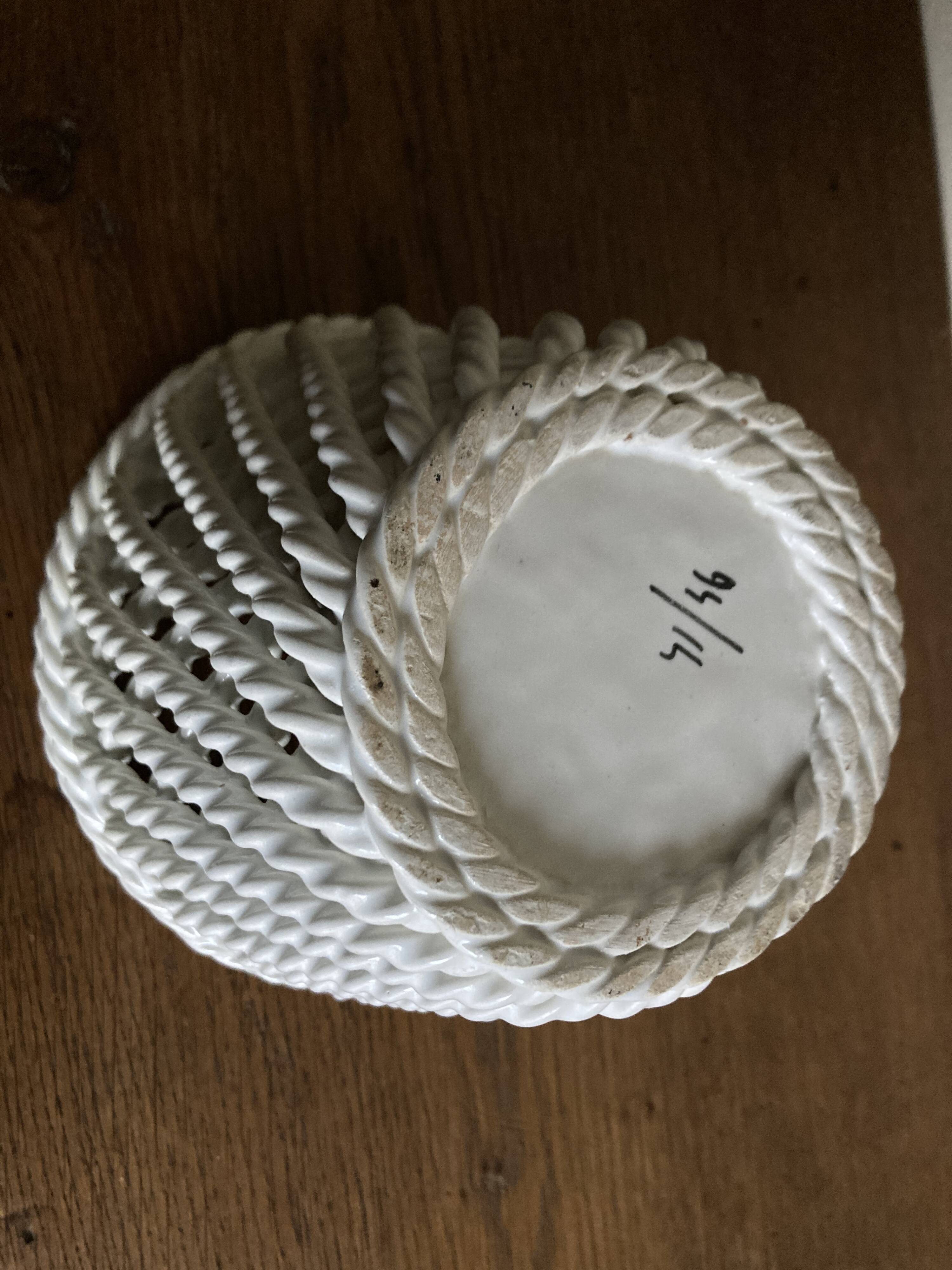 Italian woven ceramic cachepot, 1960s