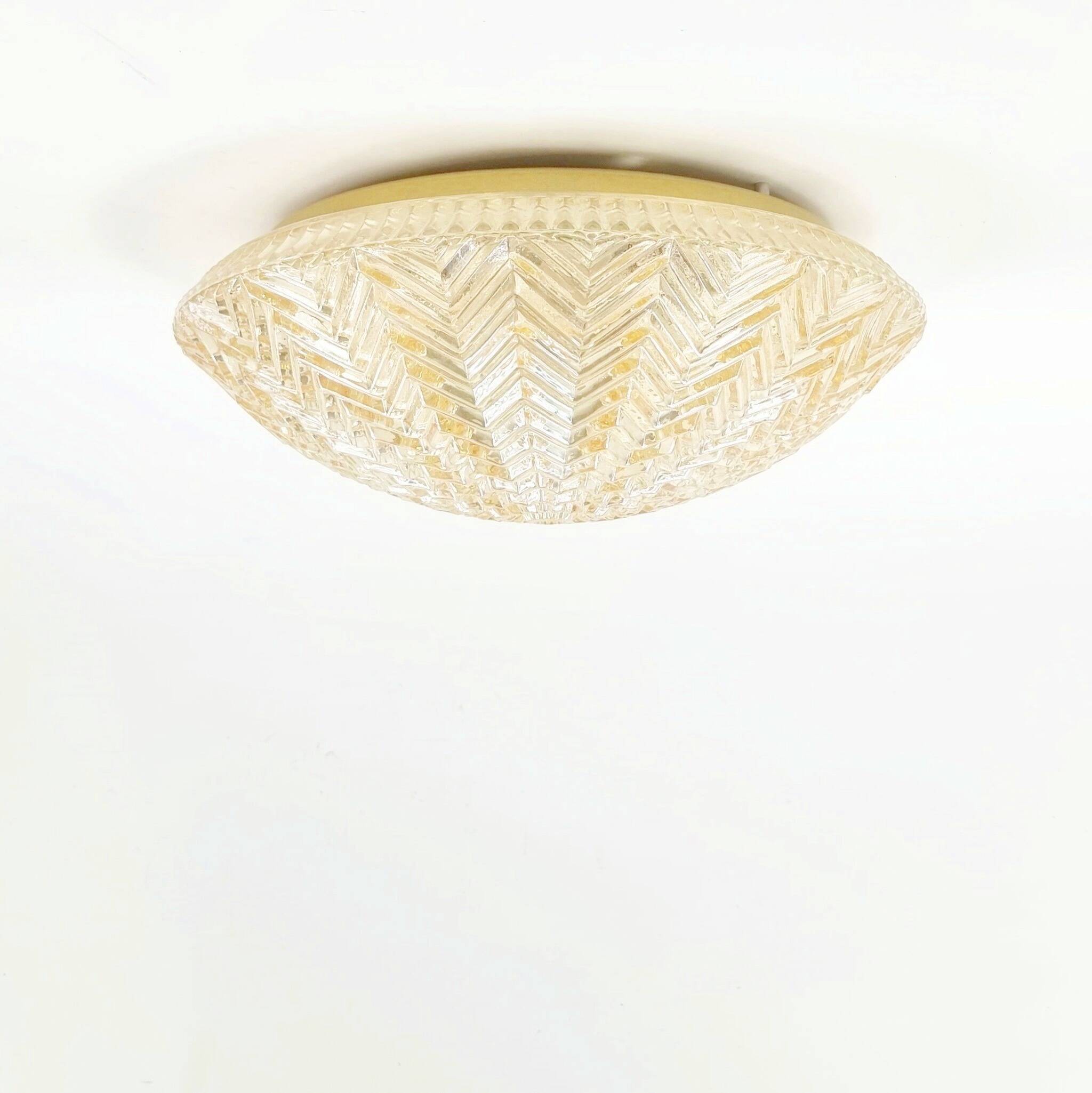Plafonnier géométrique en verre ambré de Limbourg, Allemagne, années 1970