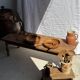 Salad server or large flat oval teak spoon L28 D8.5