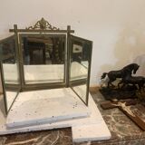 Miroir triptyque en bronze ciselé doré XX siècle