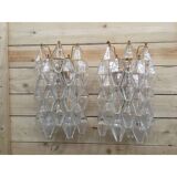 Transparent “poliedri” murano glass wall sconce