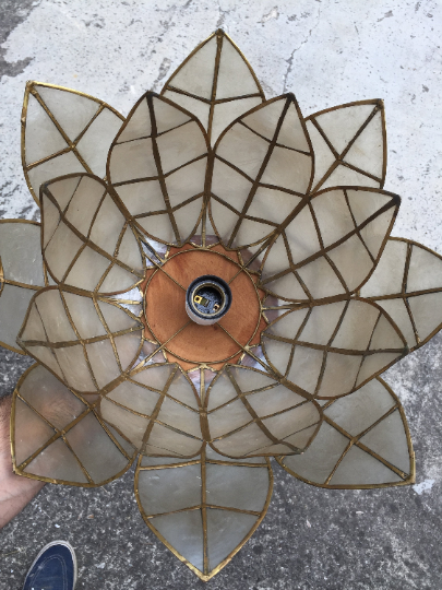 Vintage lotus flower mother-of-pearl hanging lamp