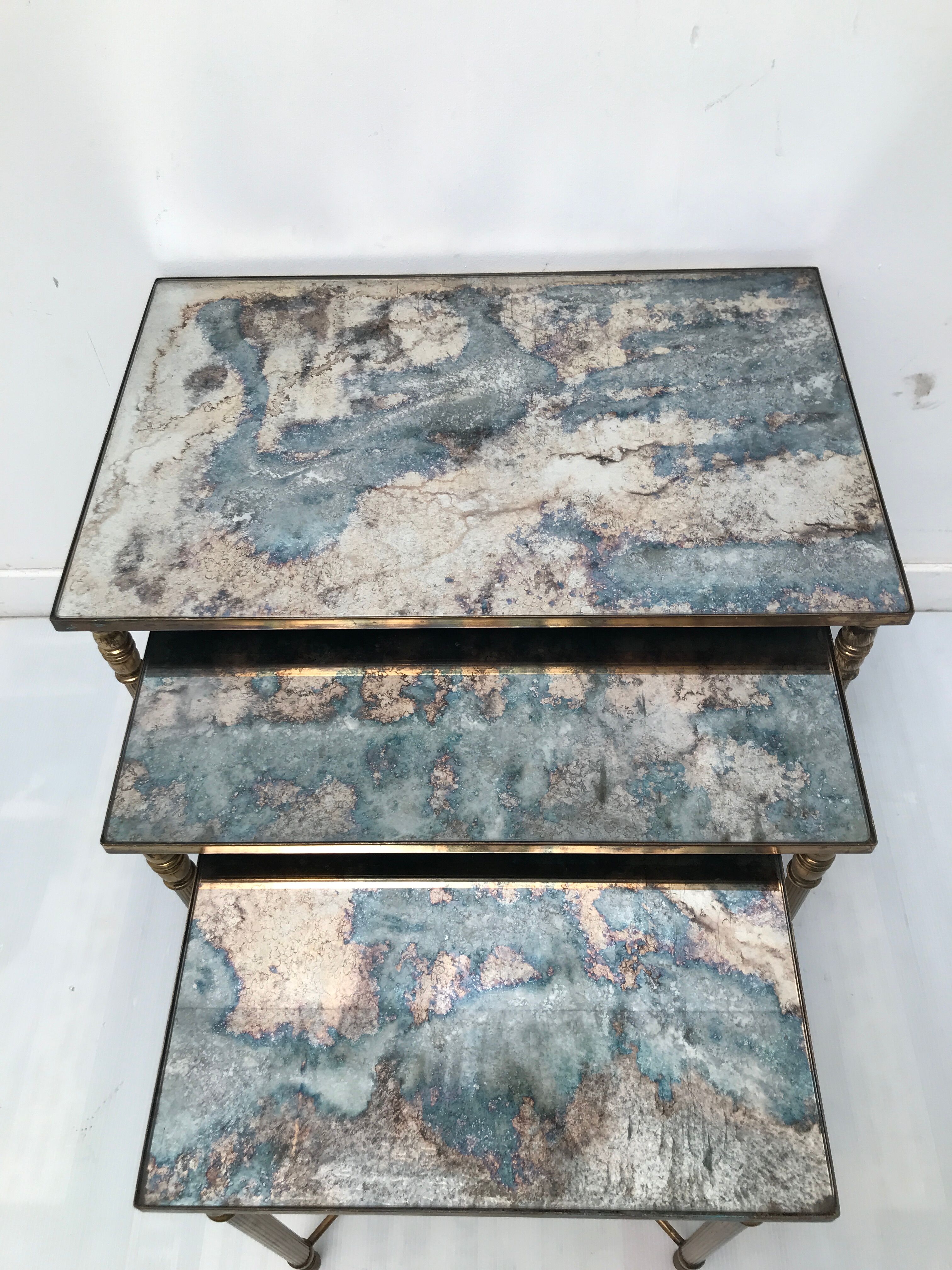 Tables with floorless smoked glass tray 50-60 years