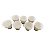Set of polka dot porcelain cups and plates
