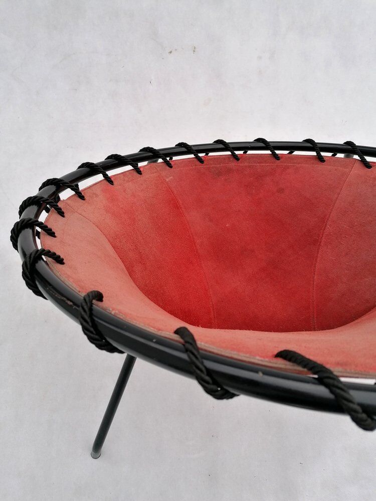 Vintage leather balloon chair, 1960s