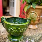 Cache-pot en fonte émaillée verte