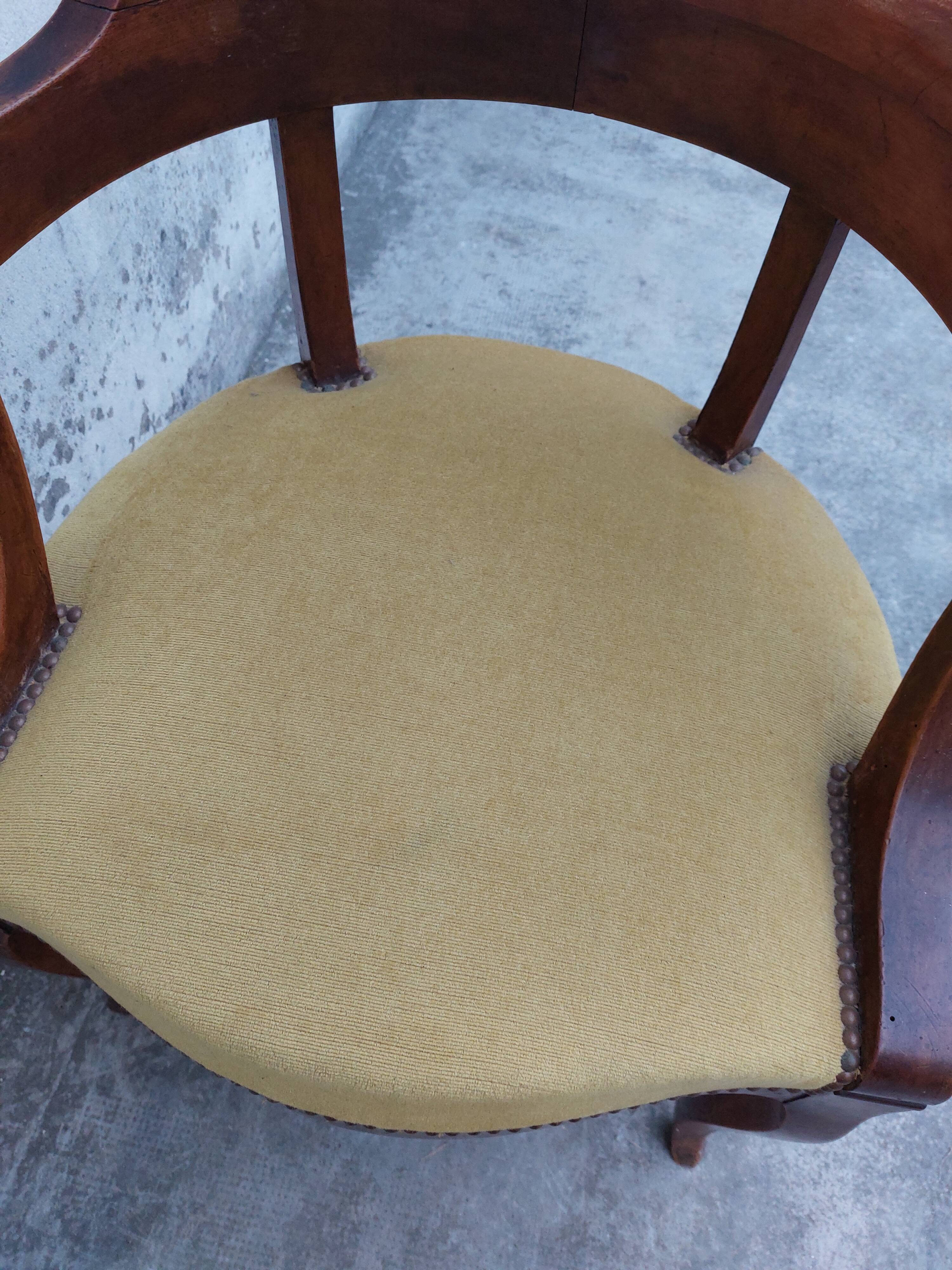 Louis Philippe office armchair in solid walnut