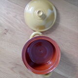 Pot with lid, ceramic soup maker enamelled with mustard yellow