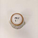 Handcrafted enamelled vase with green and red floral decoration – Italy 15 cm