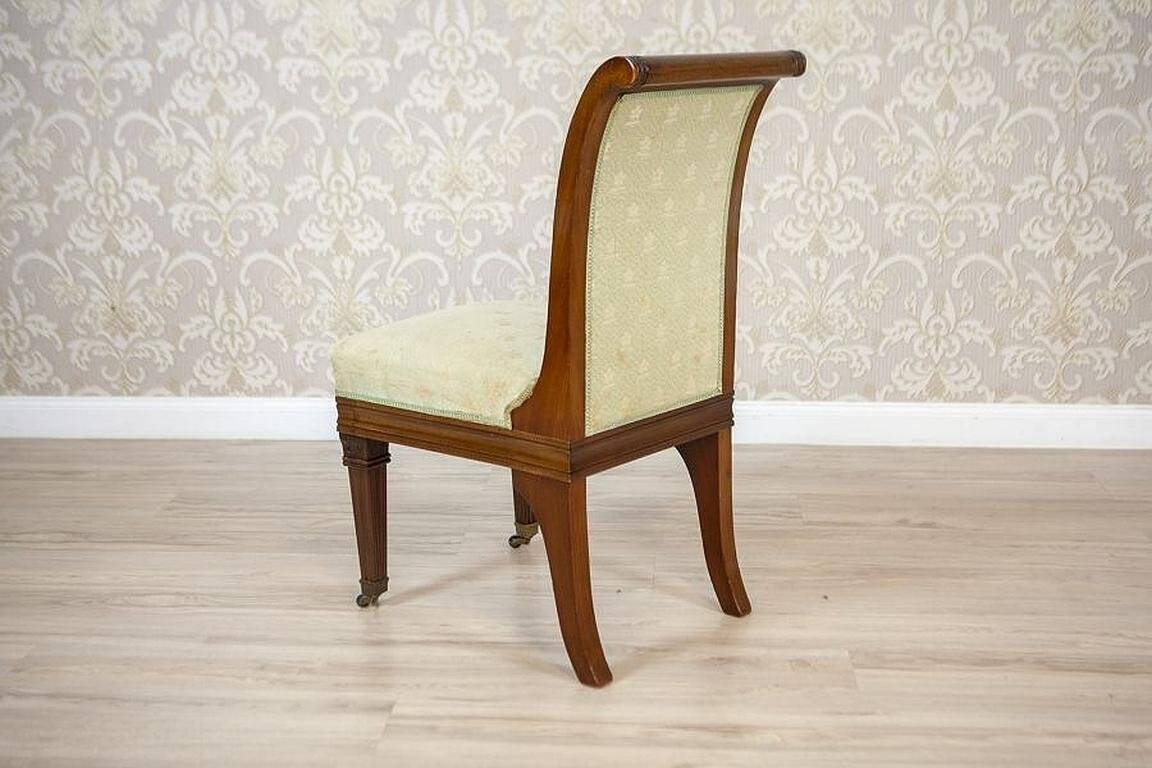 Antique Mahogany Chairs in White Upholstery, 1880, Set of 4