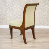 Antique Mahogany Chairs in White Upholstery, 1880, Set of 4