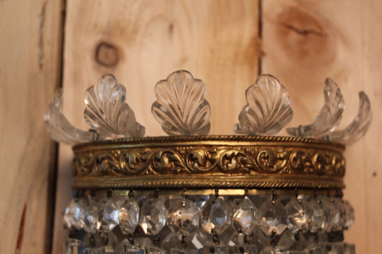 Pair of crystal sconces from the house baccarat, crinoline model