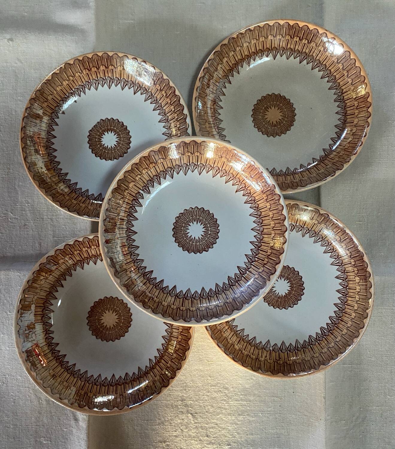 5 old porcelain bowls U et Cie Sarreguemines