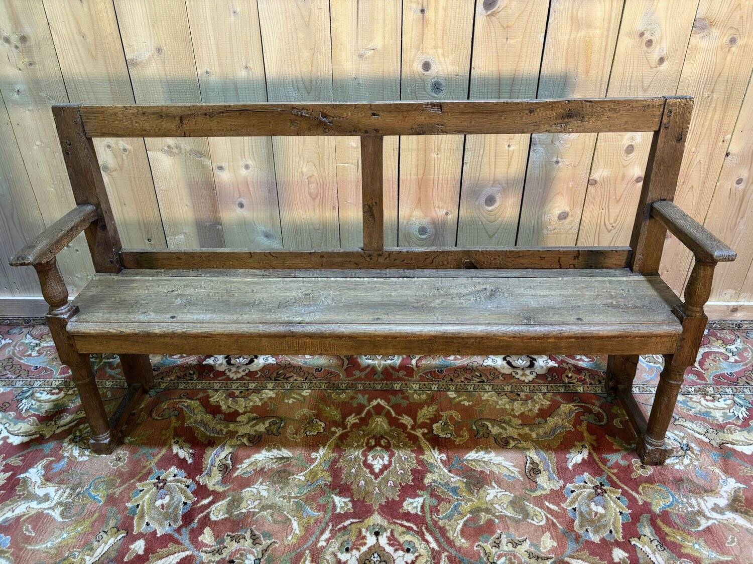 Antique wooden bench – Rustic work – 19th / early 20th century