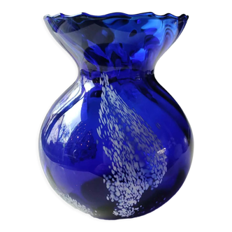 Vase shape vintage ball blown glass with frill
