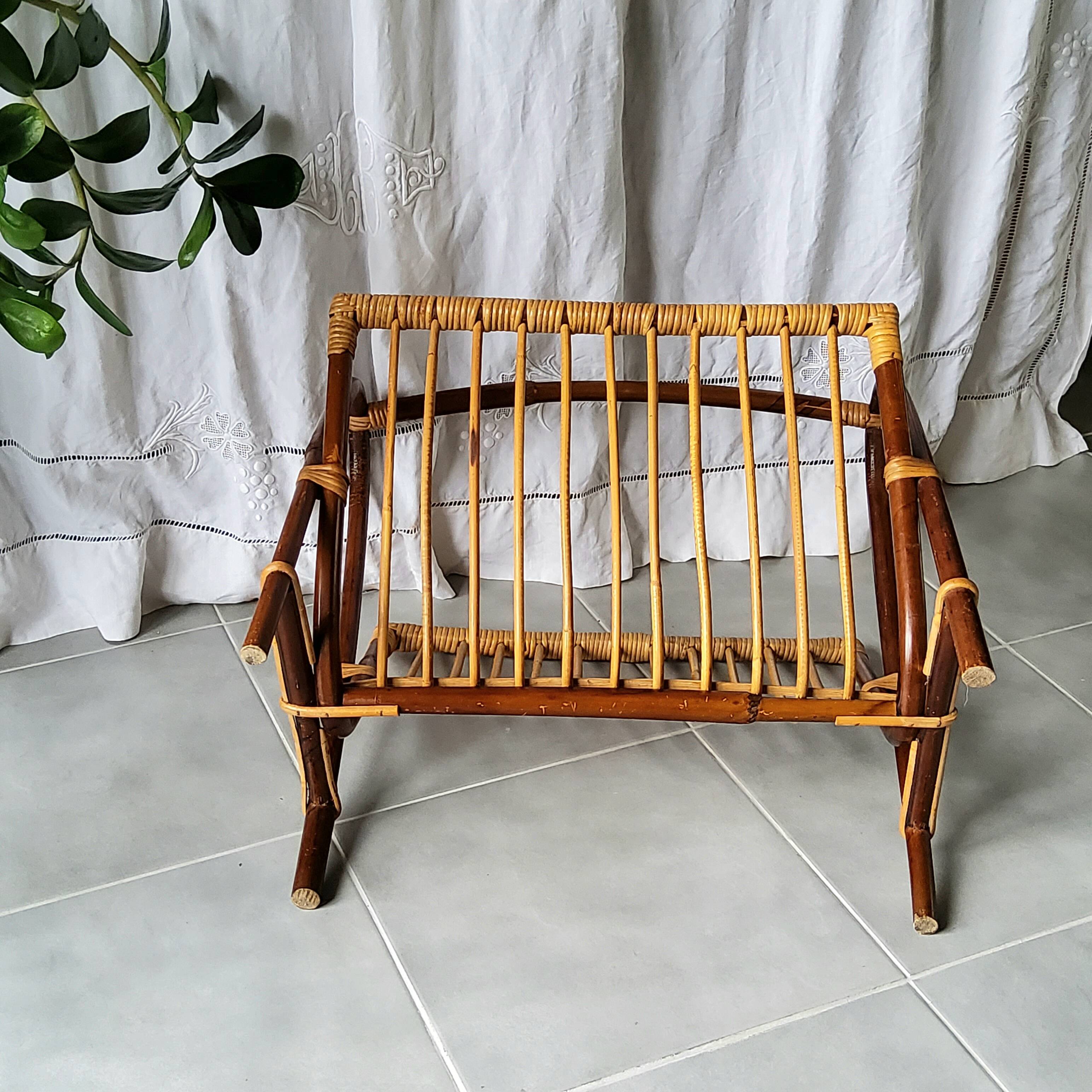 Bamboo and rattan magazine rack