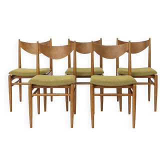 Set of 5 Vintage Dining Chairs, 1960s Germany, Wenzel, Beech Wood