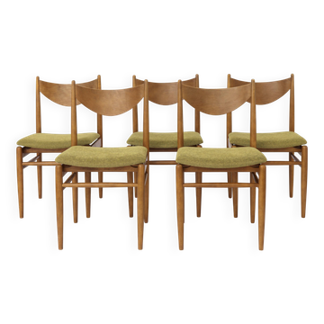 Set of 5 Vintage Dining Chairs, 1960s Germany, Wenzel, Beech Wood
