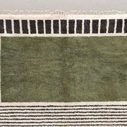 Handmade green and white Beni Ourain rug, size 1.4/2.6 m.